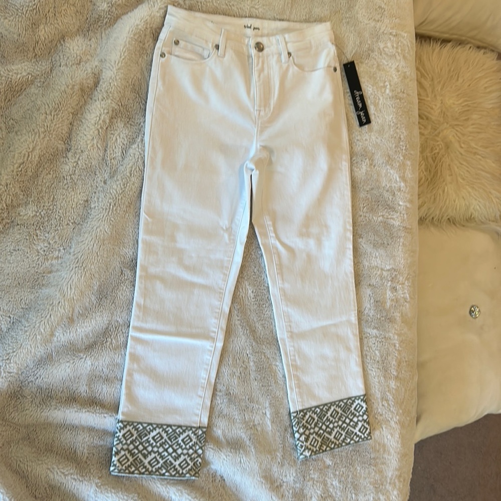 Tribal high waisted cropped Jean